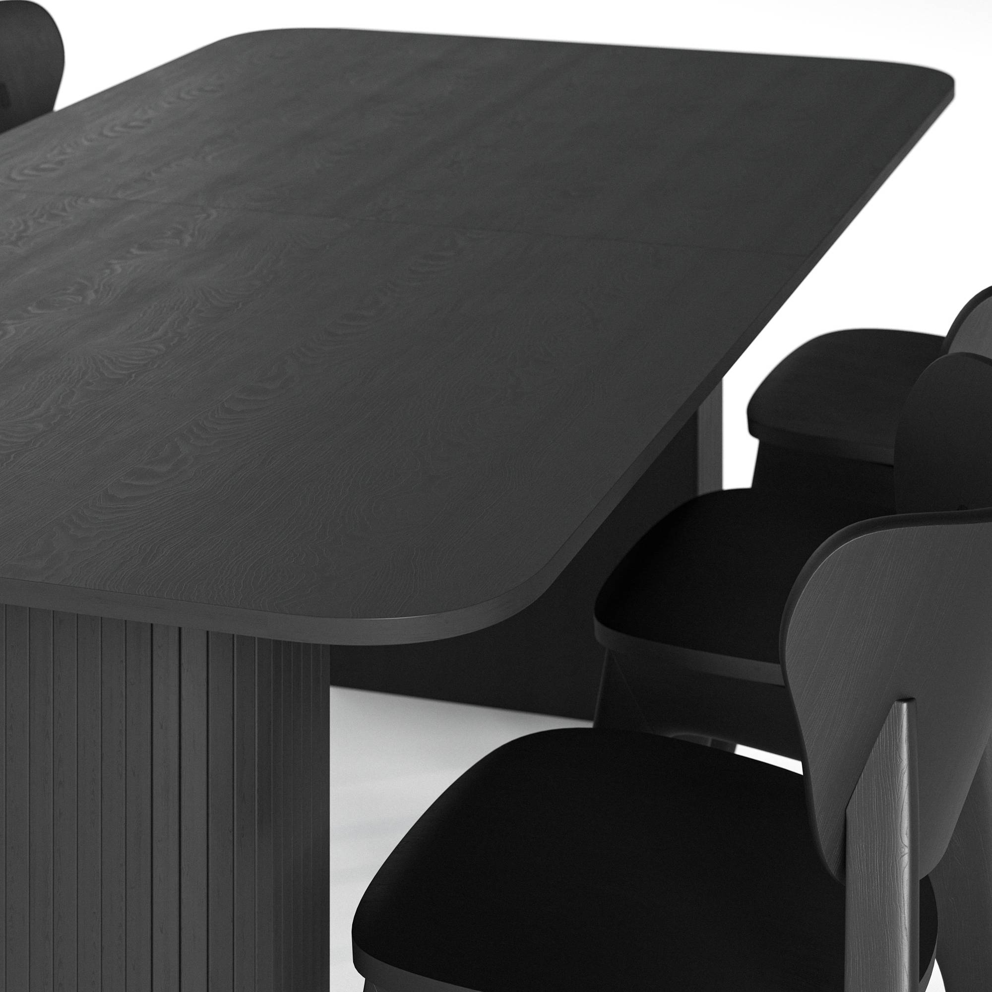 Matgrupp Bark Kopparbo Rektangulärt Matbord 200-260 cm Förlängningsbartt med 6 Jerup Matstol