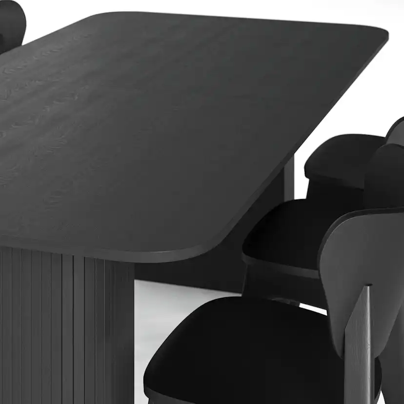 Matgrupp Bark Kopparbo Rektangulärt Matbord 200-260 cm Förlängningsbartt med 6 Jerup Matstol
