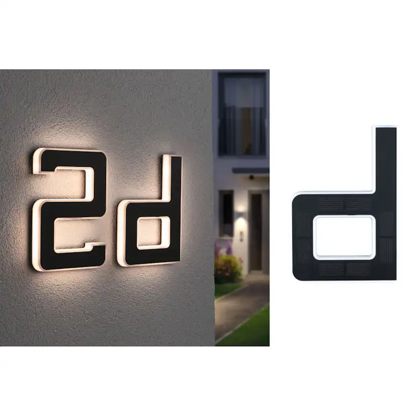 Fasadbelysning Solcell LED Paulmann Husnummer A-D med belysning inkl. utbytbart batteri IP44 Design: D
