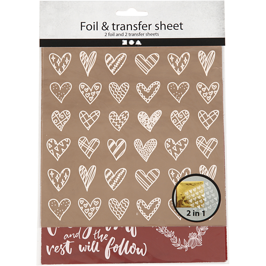 Dekorationsfolie Creativ Company Och Limark med Motiv Röd Hjärta Och Kärlek 2x2 Ark/1 Förp