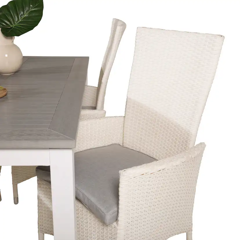 Albany Dining Table 152/210*90 - White Alu / Grey Aintwood+P Vit/Grå