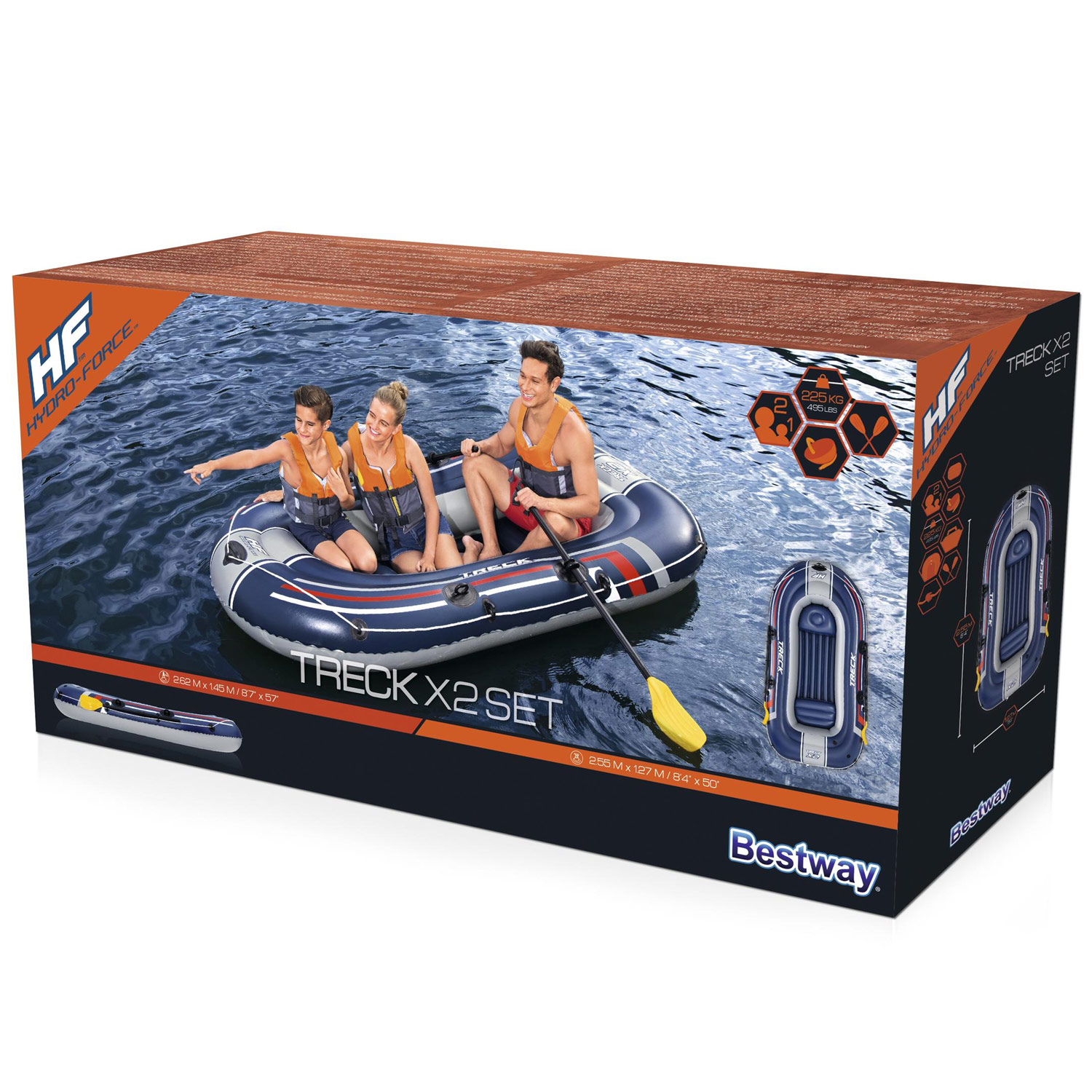 Gummibåt Bestway Hydro Force Treck X2 Set 255 x 127 cm