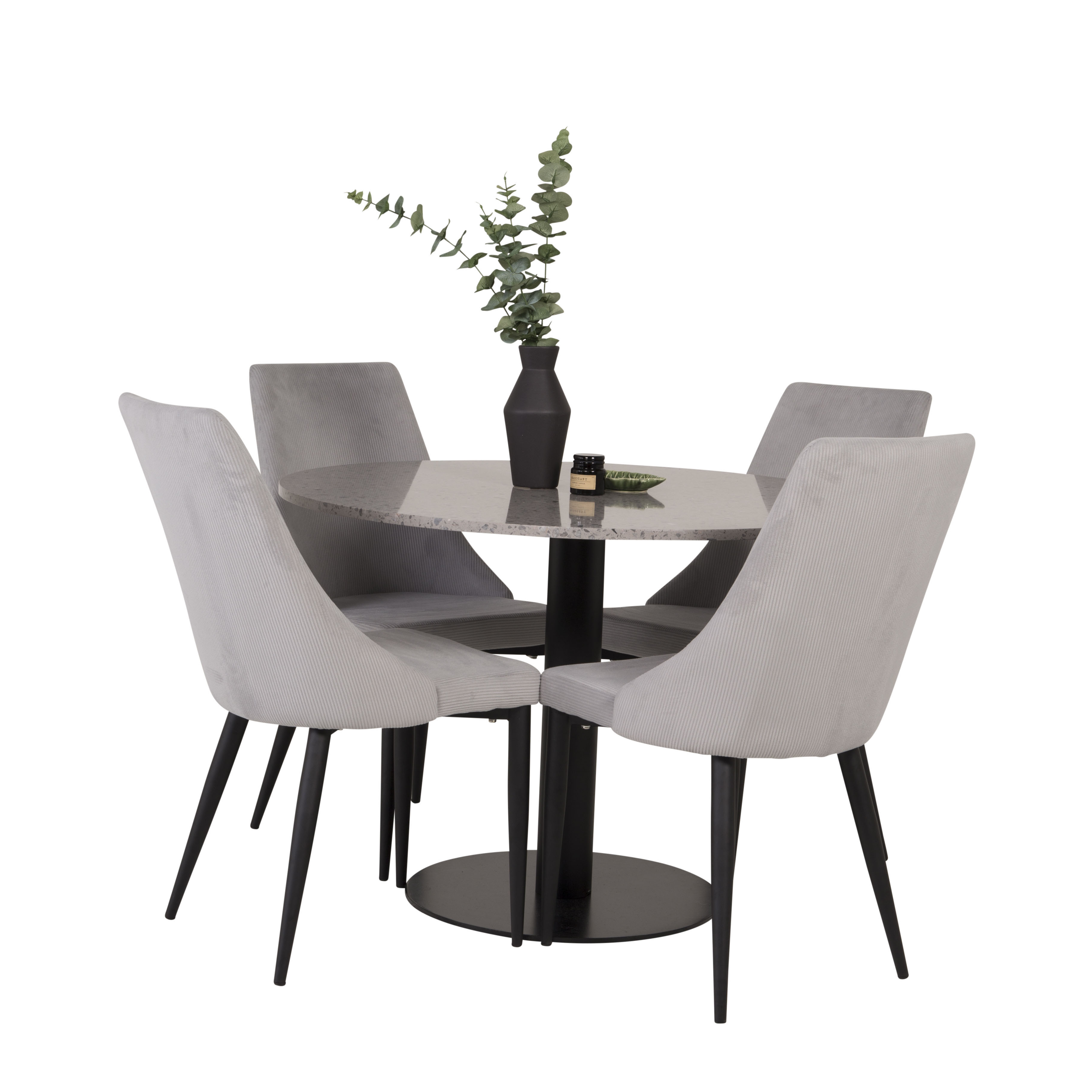 Matgrupp Venture Home Roxanna Grå Bord med 4 Laura Stolar Manchester