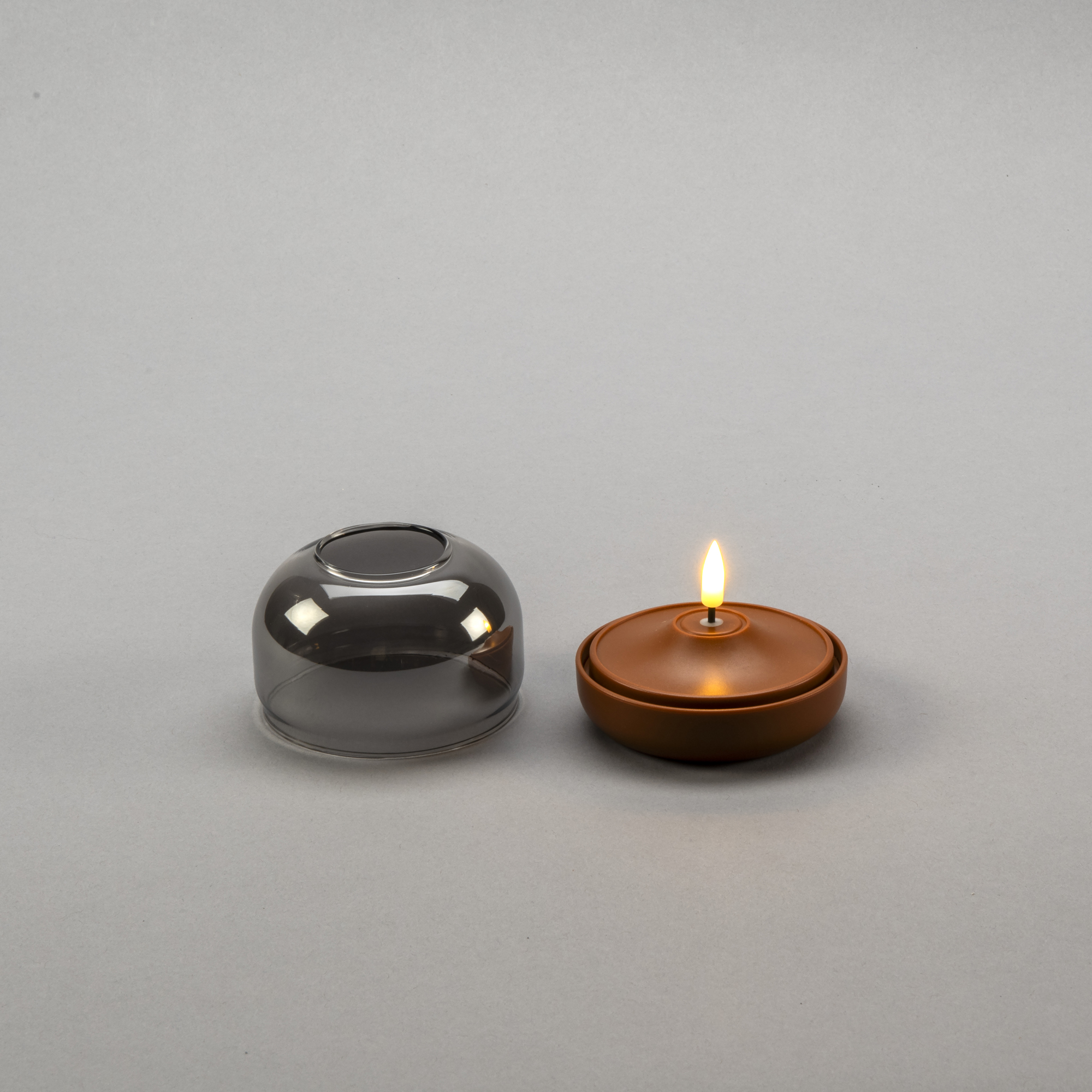 Ljus med glasdekoration LED Terracotta