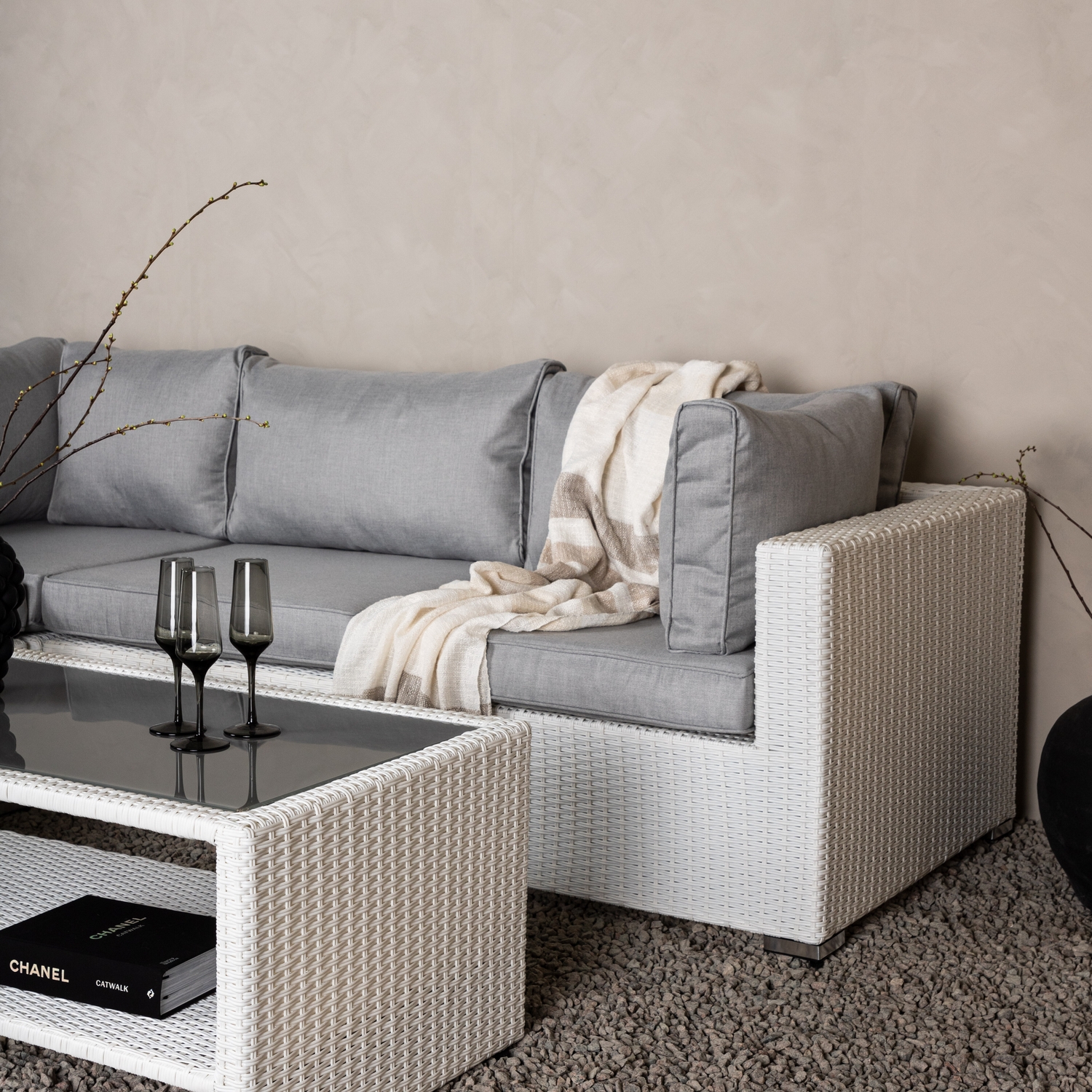 Amazon Modulsoffa 3+2+1 - Vit / grå dyna Vit