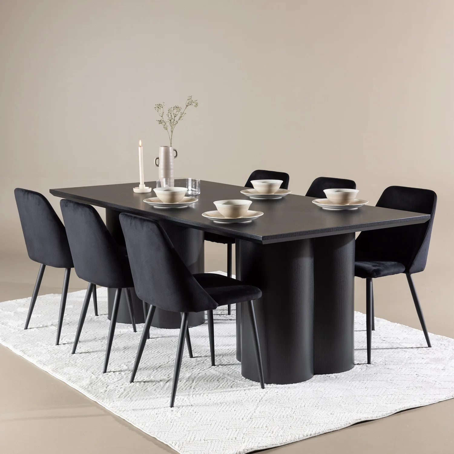 Olivia Dining Table with Night Dining Chair Svart/Svart