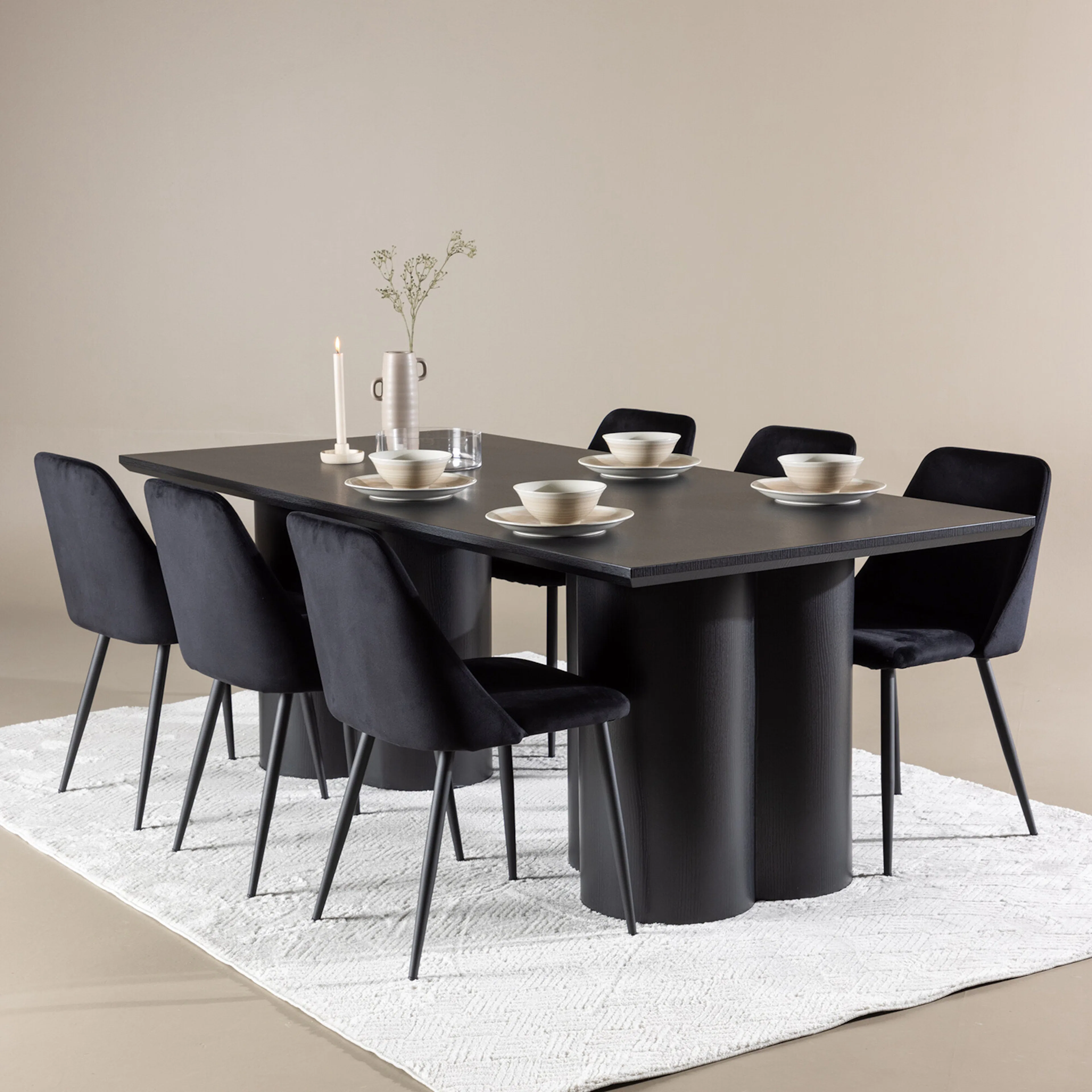 Olivia Dining Table with Night Dining Chair Svart/Svart