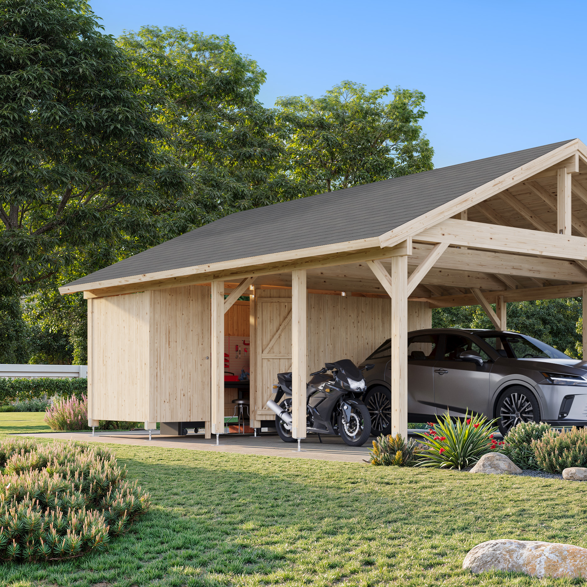 Carport Palmako Robert 40,6 m2 med Förråd