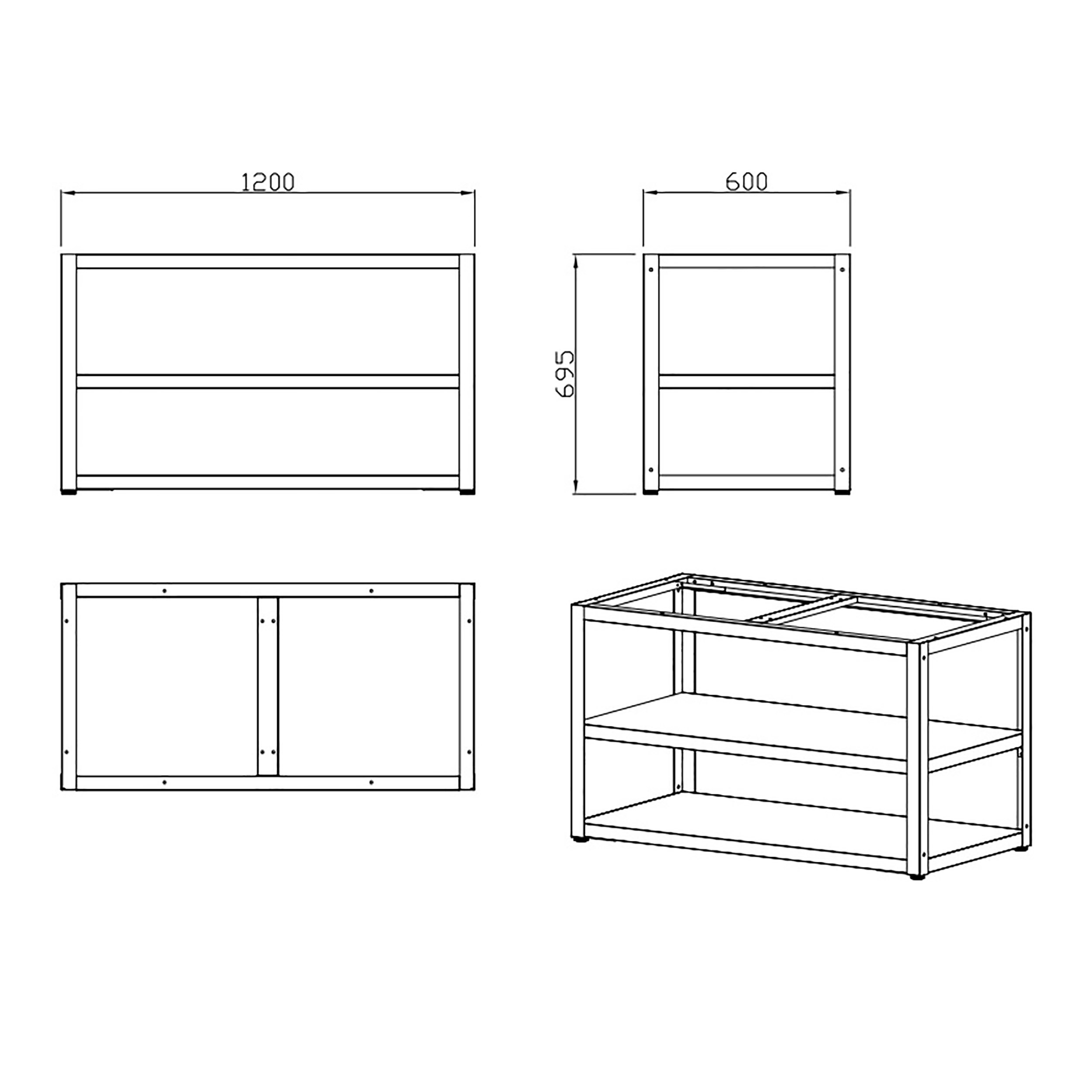 Basmodul MyOutdoorKitchen Nordic Line 120 cm för 2 moduler