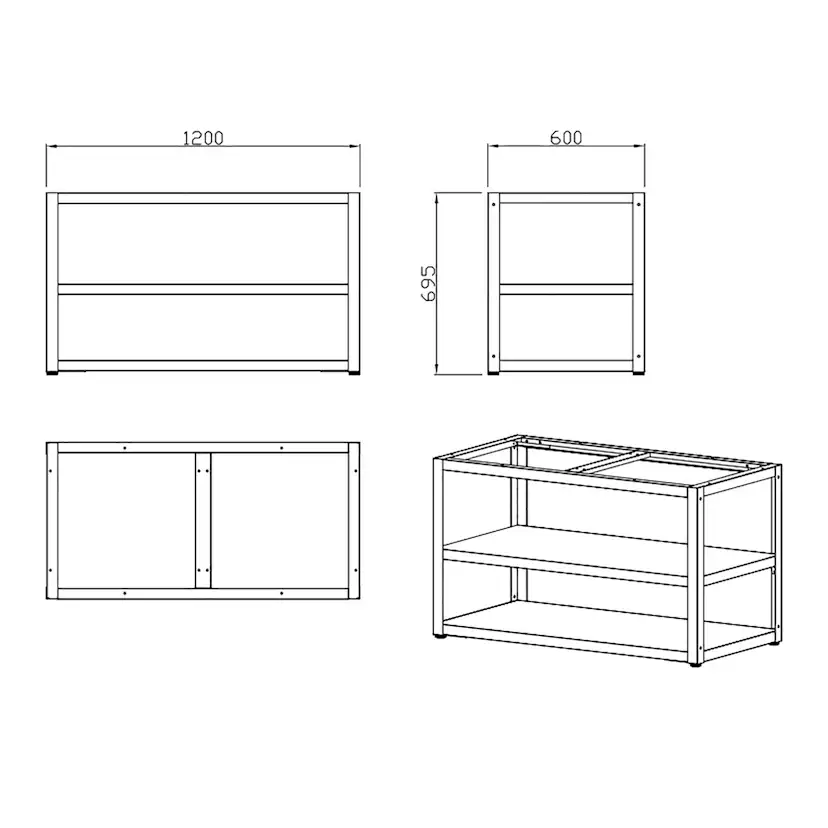Basmodul MyOutdoorKitchen Nordic Line 120 cm för 2 moduler