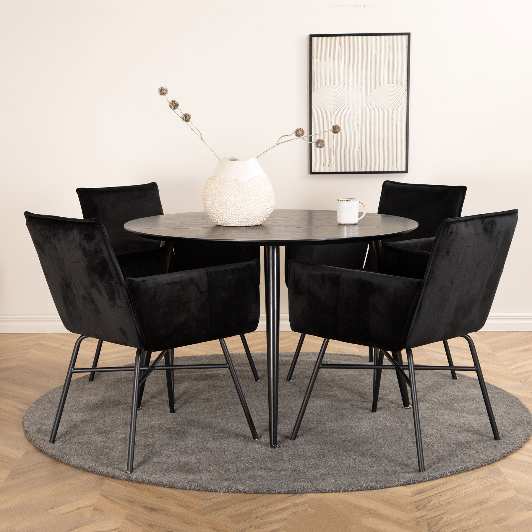 Matgrupp Venture Home Dipp Ø115 cm med 4 Petra Stolar