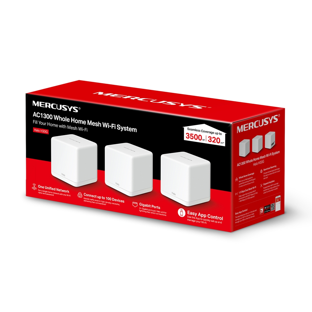 Mesh Mercusys Halo H30G AC1300 Whole Home Mesh Wi-Fi System 3-pack