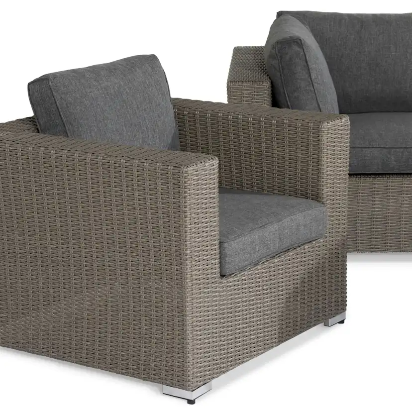 Loungegrupp Comfort Garden Marcus 6-sits Hörn med Fåtölj och Bord med Hylla Utomhus