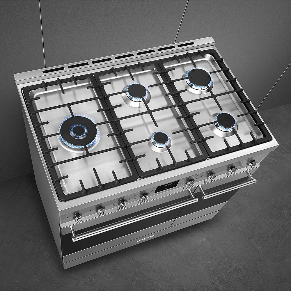 Gasspis Smeg C92GMX2 Sinfonia Rostfri med Dubbelugn och Grillfunktion