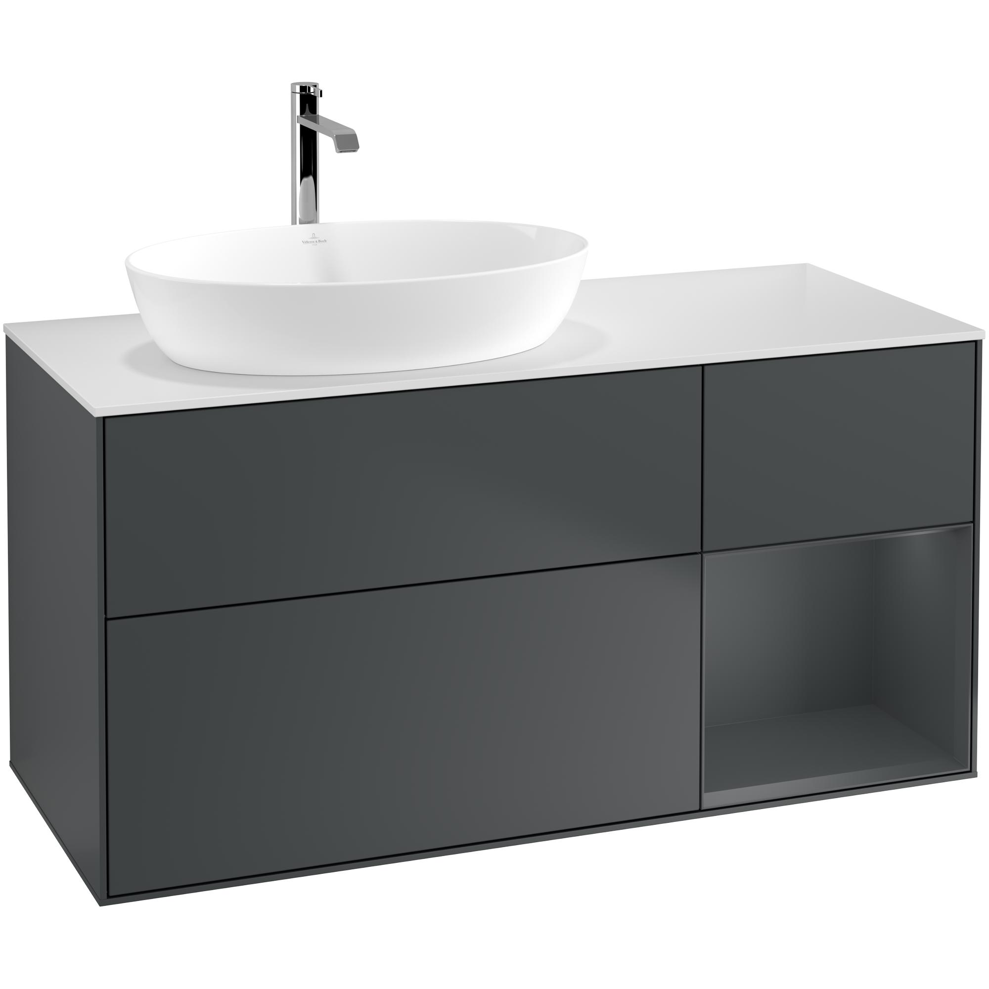 Tvättställsskåp Villeroy & Boch Finion med 3 Lådor Hylla och Bänkskiva för Ocentrerat Tvättställ från Artis & Collaro