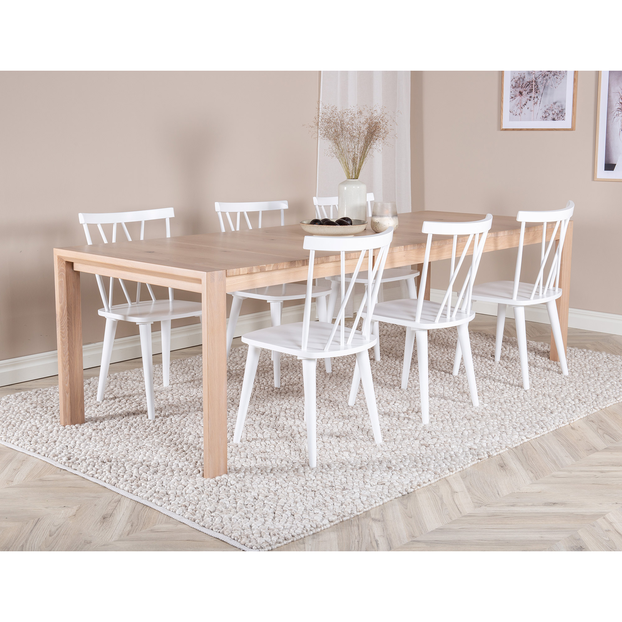 Slider Extention Table+Mariannelund Windsor Chair - White_6 Vit