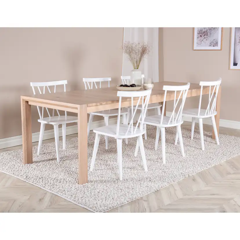 Slider Extention Table+Mariannelund Windsor Chair - White_6 Vit