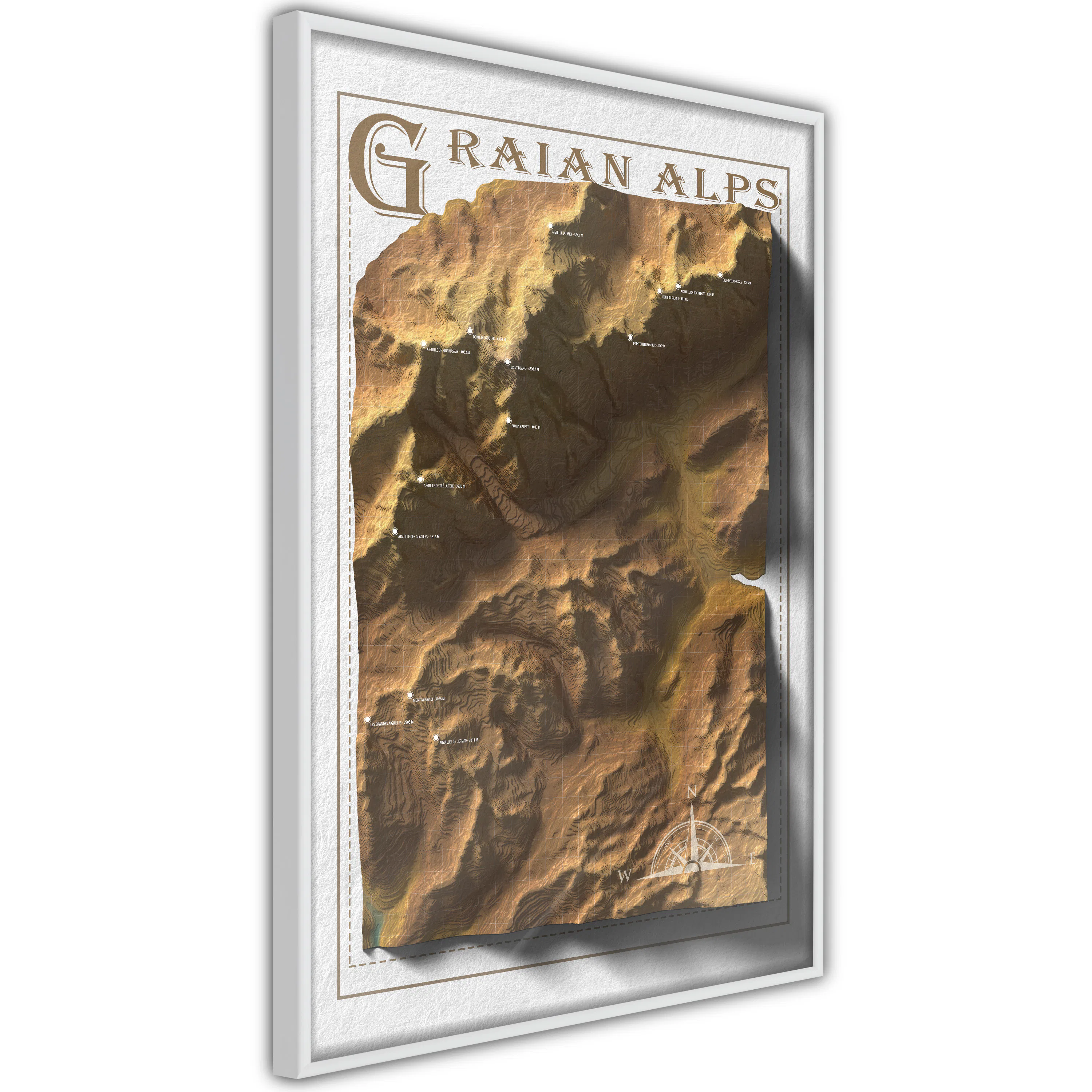 Poster Artgeist Affisch Isometric Map Graian Alps