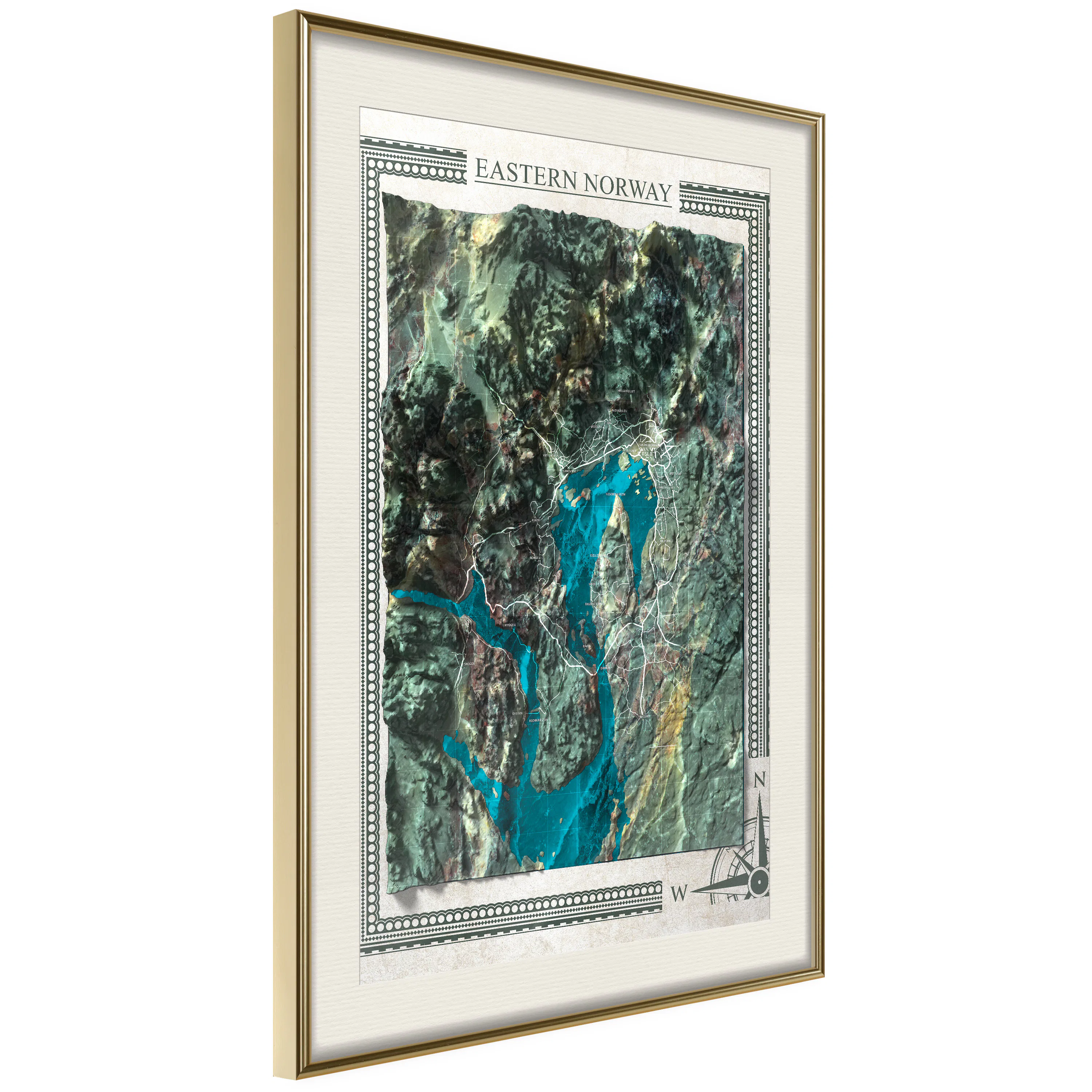 Poster Artgeist Affisch Isometric Map Eastern Norway