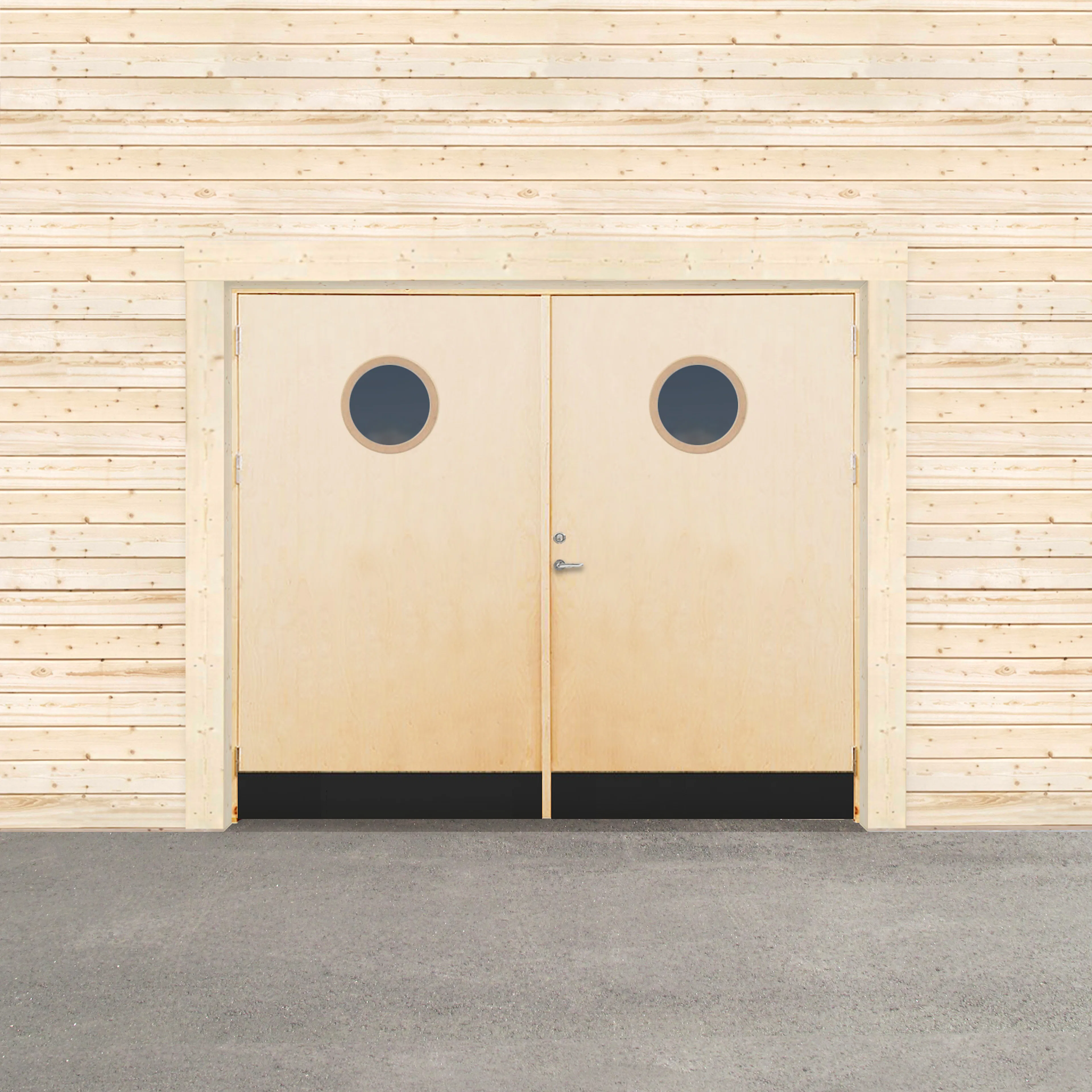 GARAGEPORT VARM RUNT FÖNSTER 250X210 H - OBEHANDLAD BxH: 250x210 cm