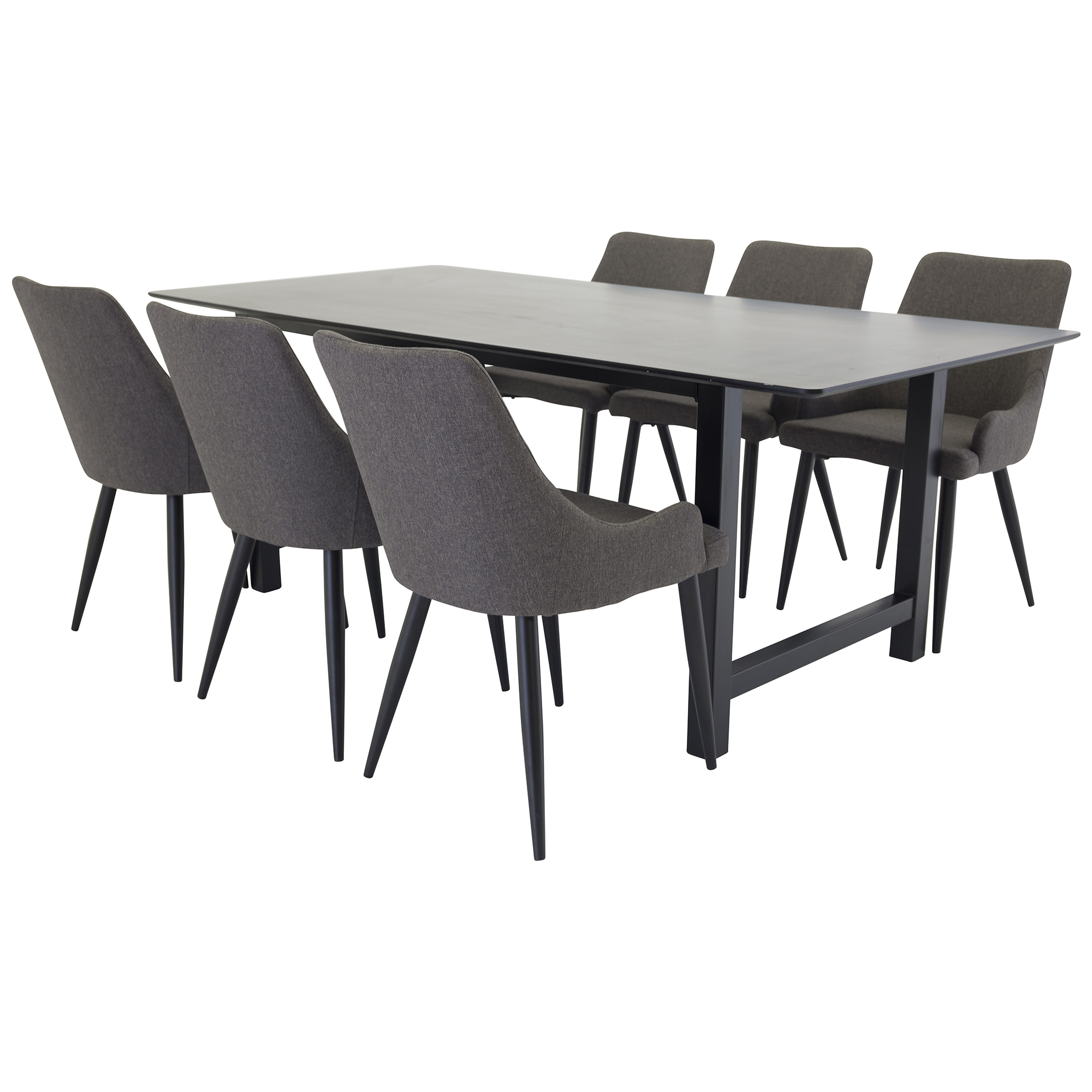 Matgrupp Venture Home Clara Svart med Plake 6 Stolar