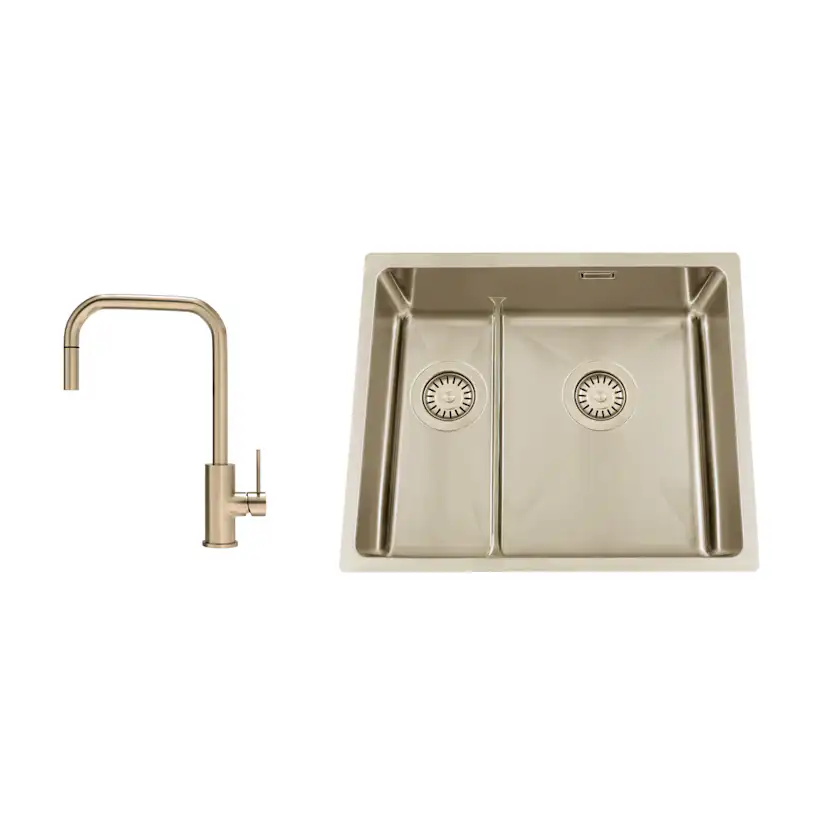 Diskho Nordic Tech Titan 53 KHX Nickel med Köksblandare Steel Accent Square D