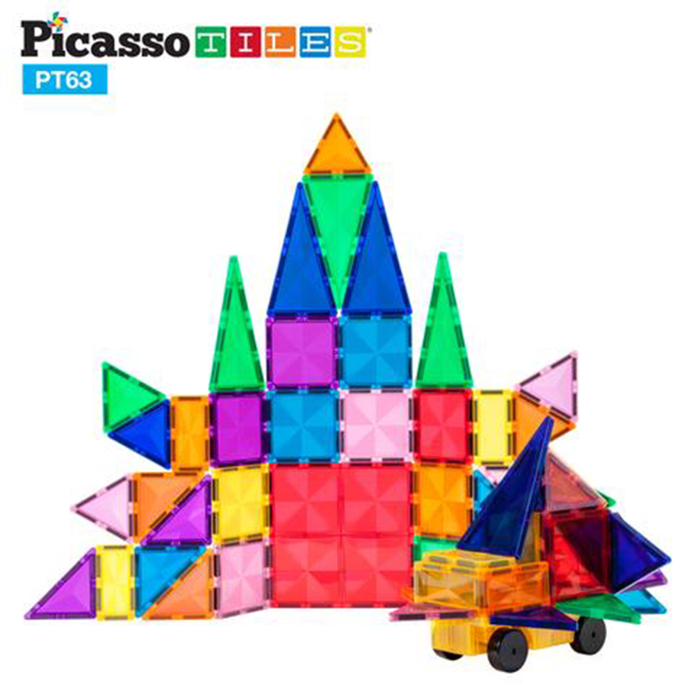 Magnetplattor Picasso Tiles 63 Bitar Med Bil