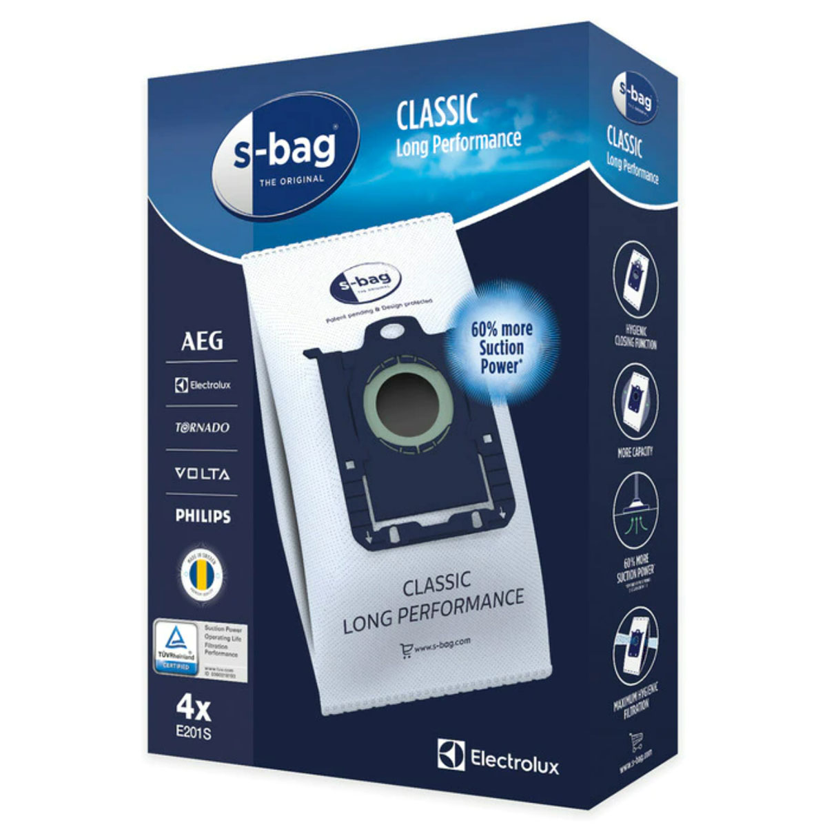 Dammsugarpåsar Electrolux Classic Long Performance E201S S-Bag 4-pack
