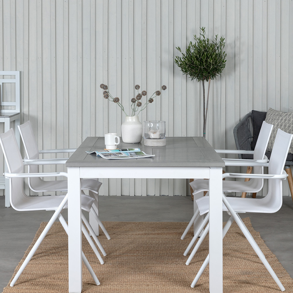 Matgrupp Venture Home Aleyna 160 Vit med 4 Aspen Matstolar