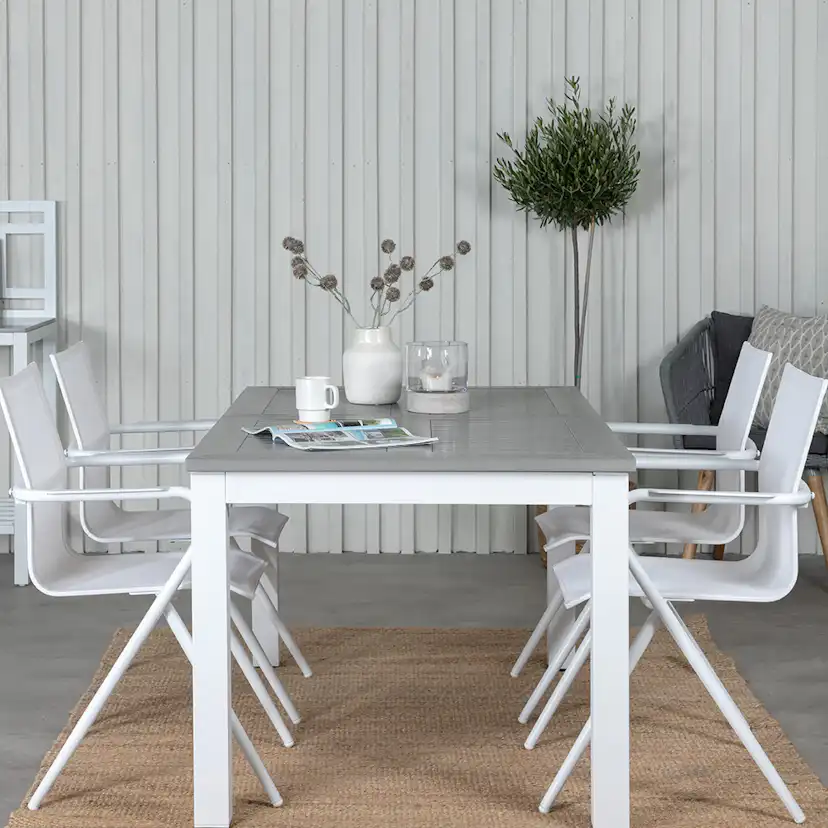 Matgrupp Venture Home Aleyna 160 Vit med 4 Aspen Matstolar