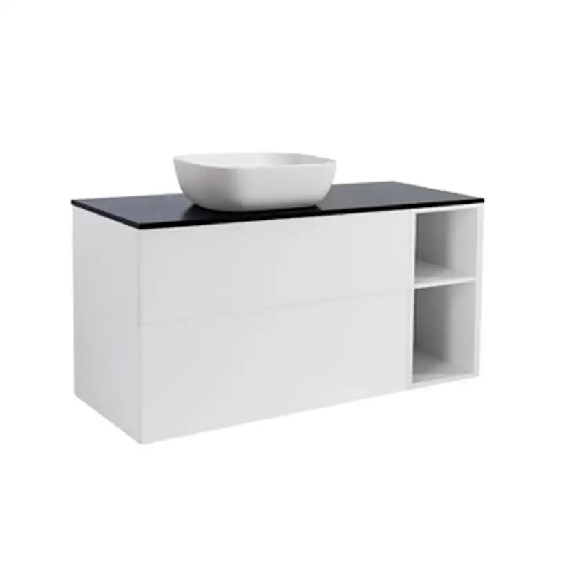 A IS90+30Ö MVIT BS SV+TS REKVI Färg: Mattvit, Färg Tvättställ: Vit, Färg Bänkskiva: Svart, Rektangulär Form, Storlek: 740x1210 mm