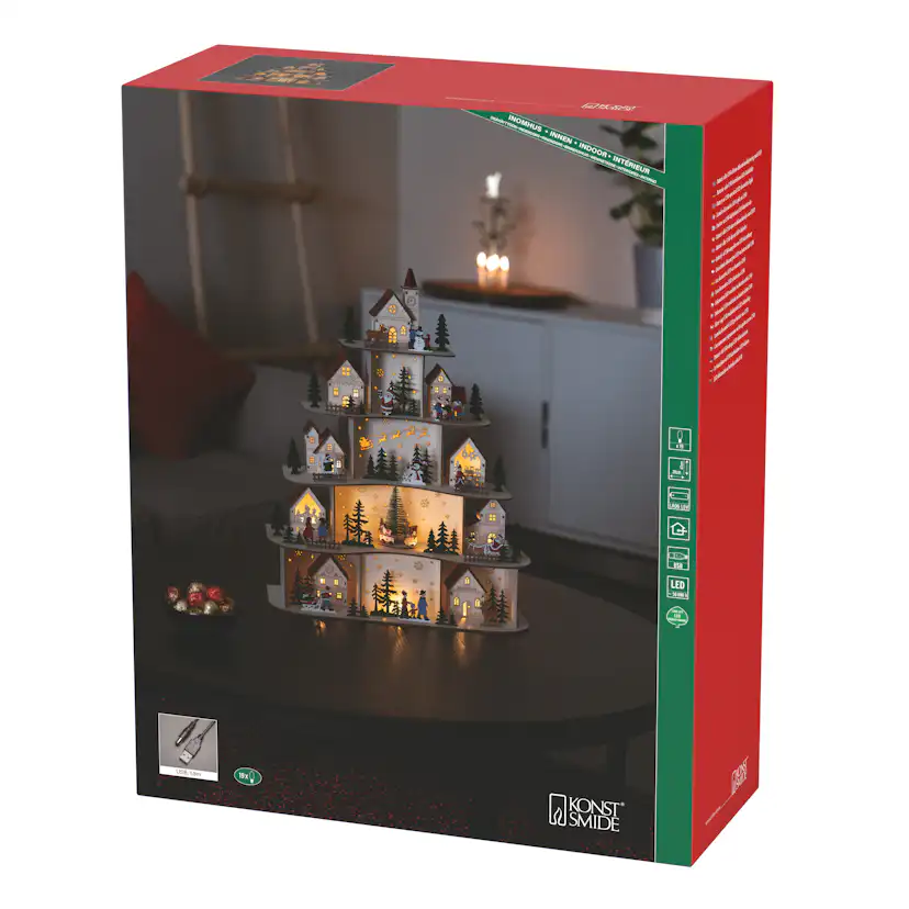 Juldekoration Gnosjö Konstsmide Siluett Julby LED Batteridriven/USB