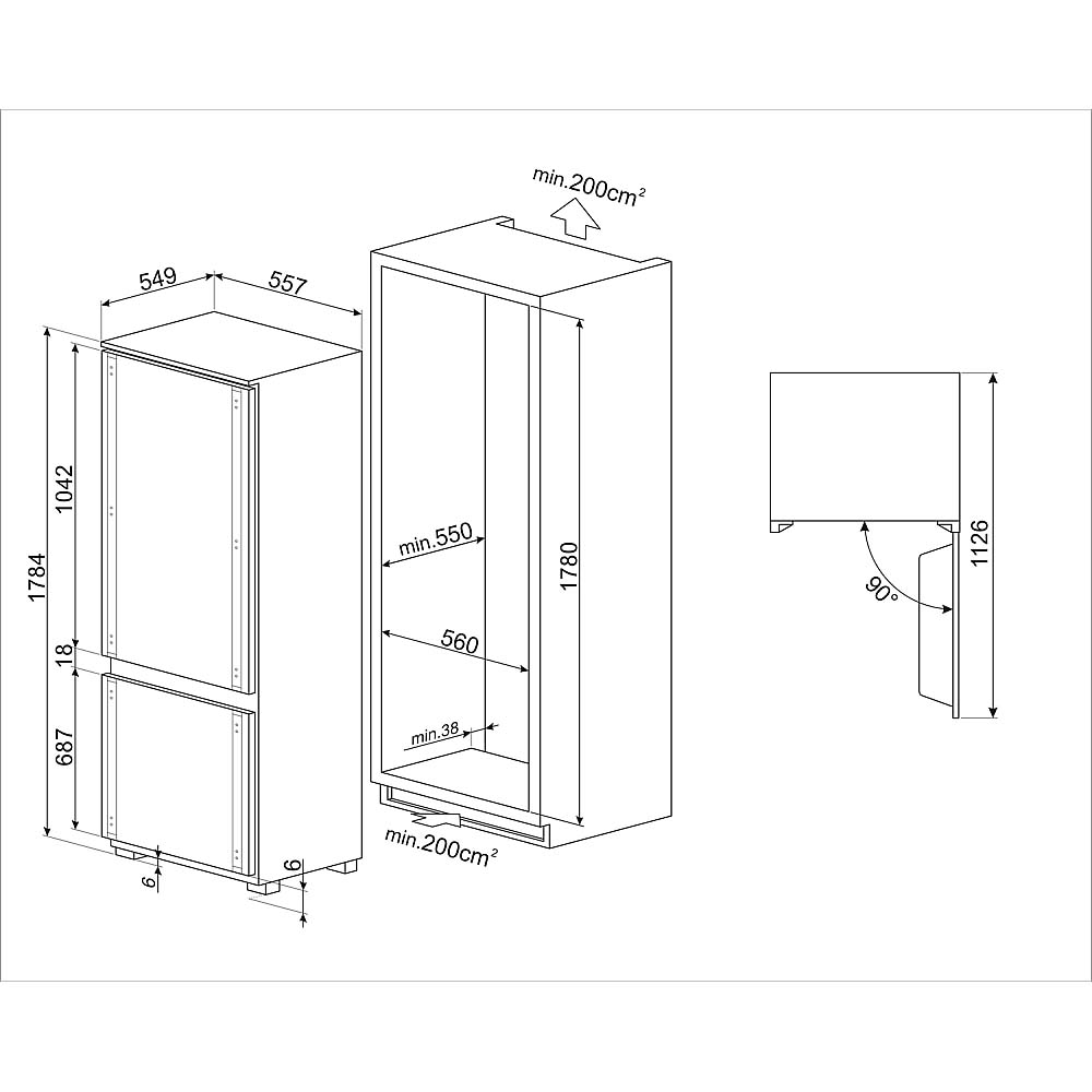 Integrerad kyl över frys SMEG C9174DN2D1