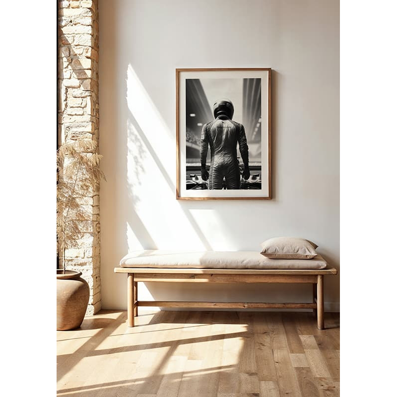 Poster Gallerix Race Car Driver B&W