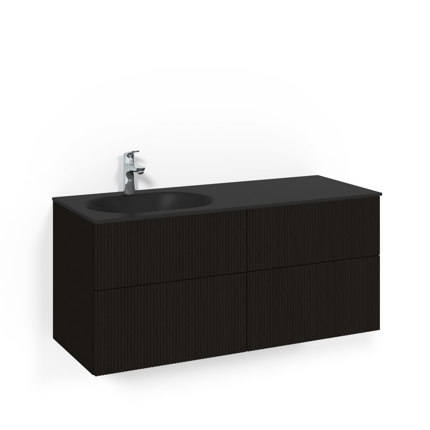 Crown Kom 120x45D Sv.ek Li SGV Svart Ek, 1200 mm, Glastvättställ Mattsvart, Utan Pushfunktion