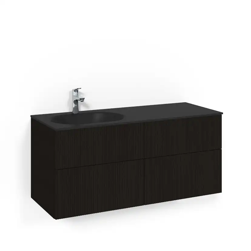 Crown Kom 120x45D Sv.ek Li SGV Svart Ek, 1200 mm, Glastvättställ Mattsvart, Utan Pushfunktion