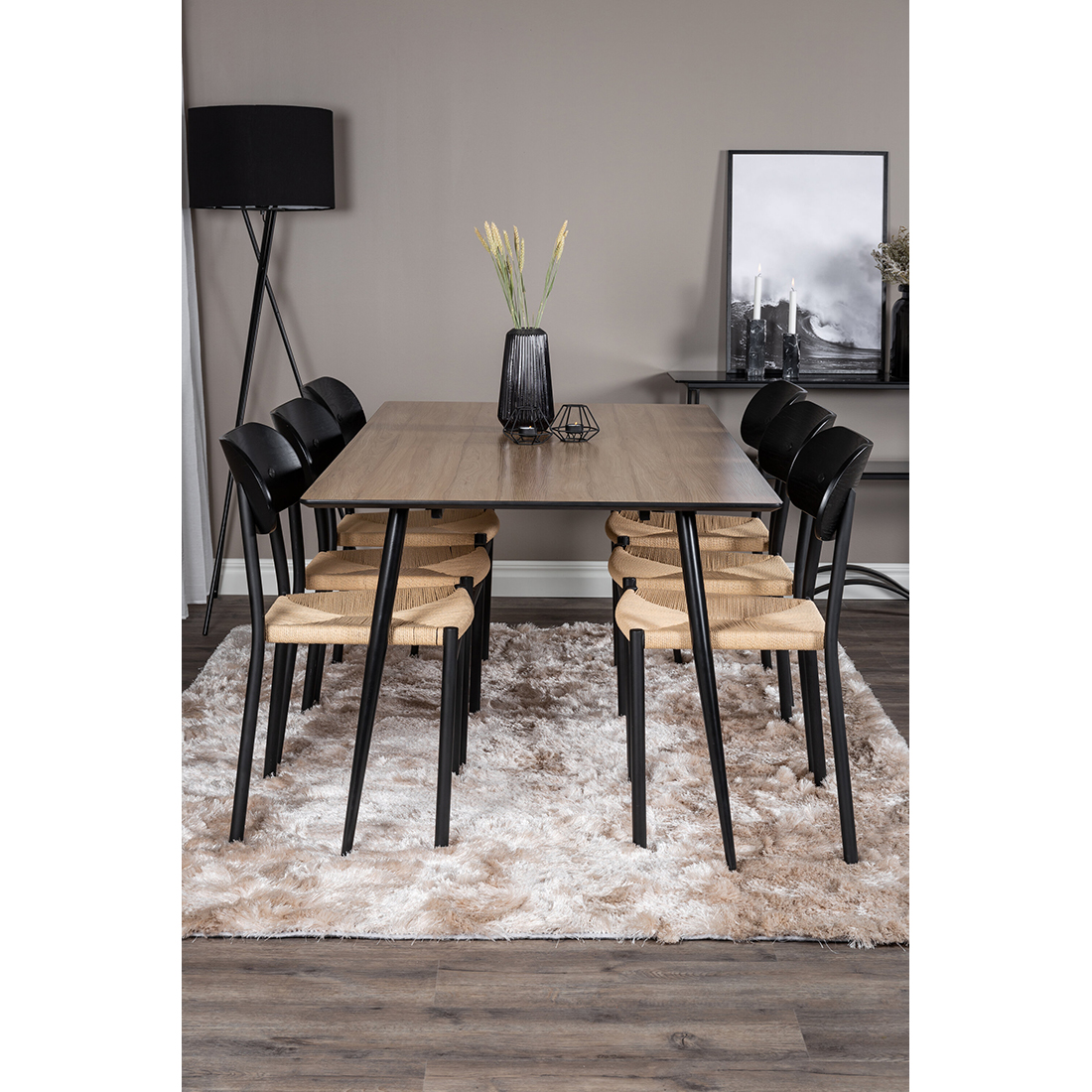 Matgrupp Venture Home Polly Ø120 cm med 6st Silar Matstolar