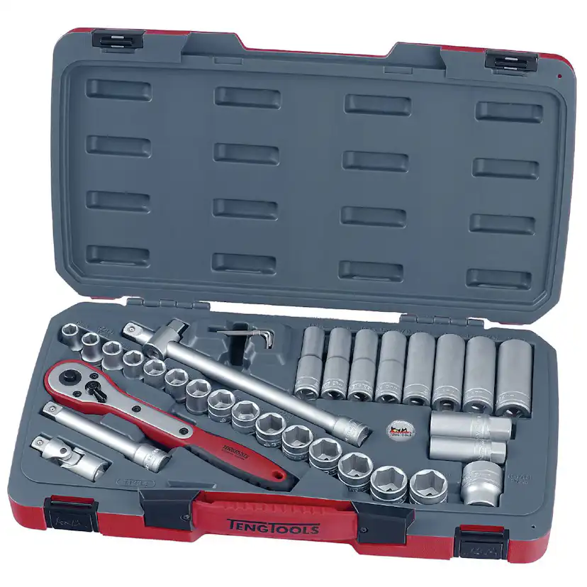 Hylsnyckelsats med 1/2 tum fyrkantsfäste Teng Tools M1234