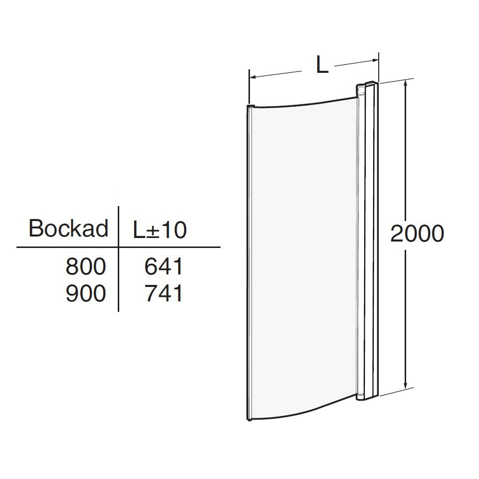 Duschdörr Contura Shower Space SBVF Bockad
