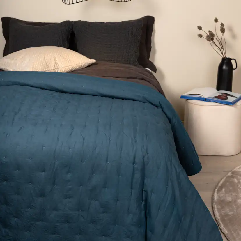 Sally Bedspread Microfiber - Blue / - 150*250 Blå, Mått: 250x150 cm