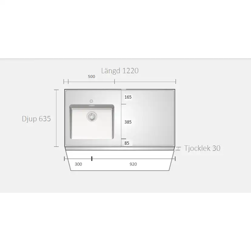 K1220-VB0050EM000000000000000000001 Vänster, Bredd: 635 mm