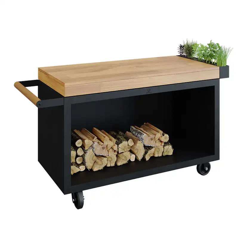 OFYR Mice en place table Black 135 PRO TW Svart, Modell: TW (Toppskiva i teak)