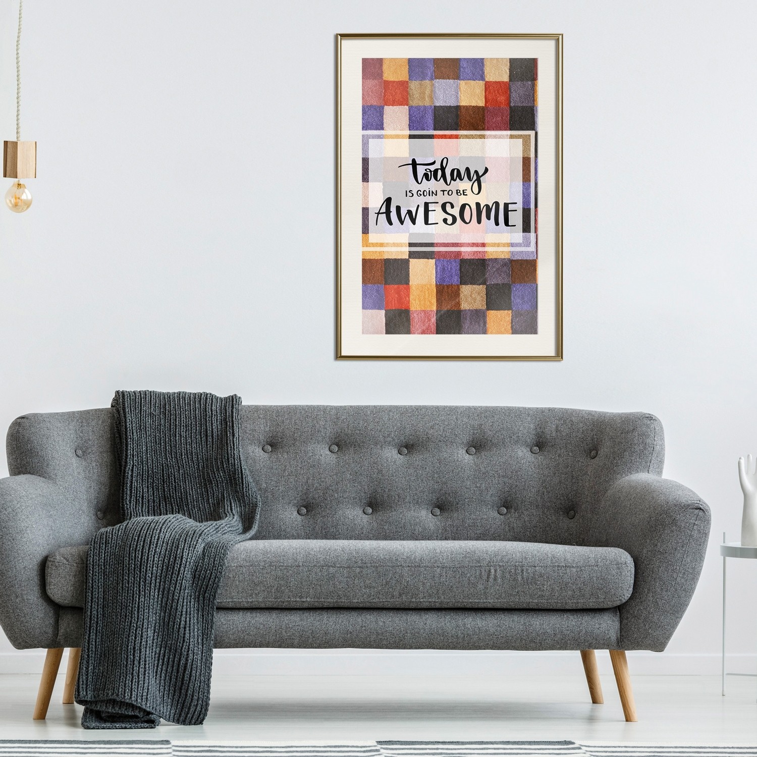 Affisch - Today Is Goin To Be Awesome [Poster] 40x60 Guld ram med passepartout, 40x60 cm