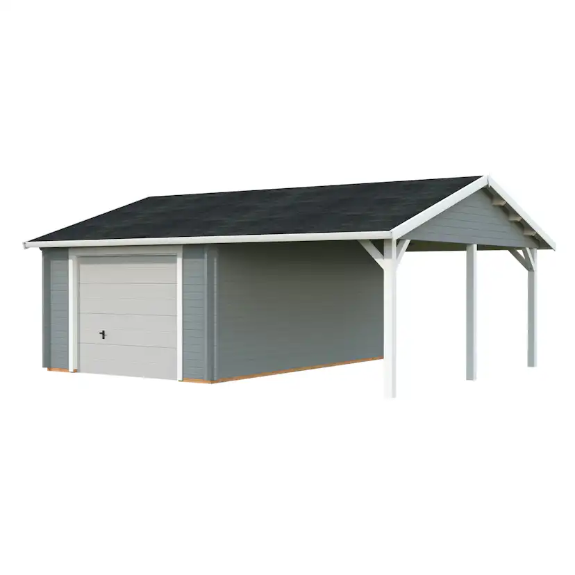 Garage Palmako Roger med Carport 36,5 m2 och Takskjutport