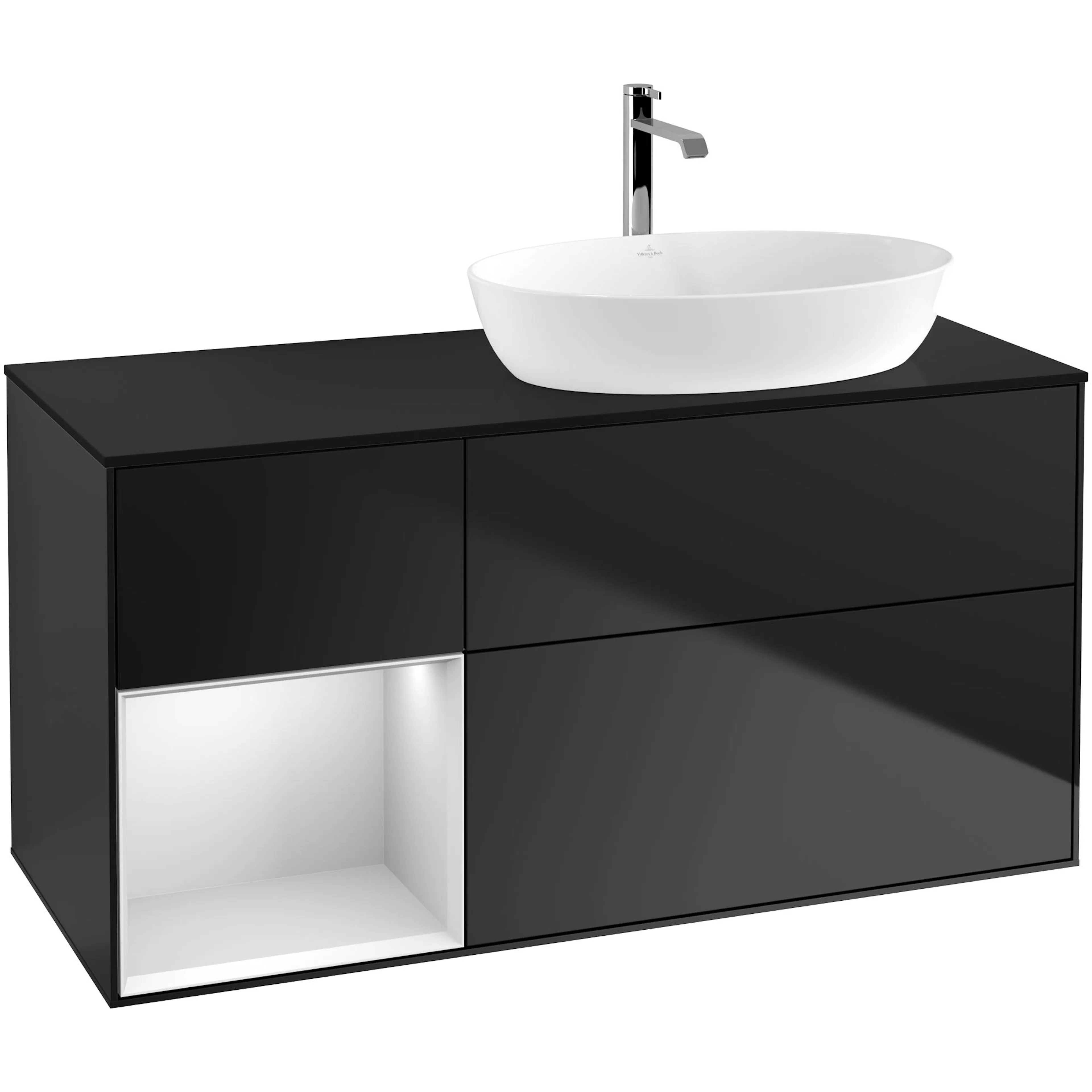 Tvättställsskåp Villeroy & Boch Finion med 3 Lådor Hylla och Bänkskiva för Ocentrerat Tvättställ från Artis & Collaro
