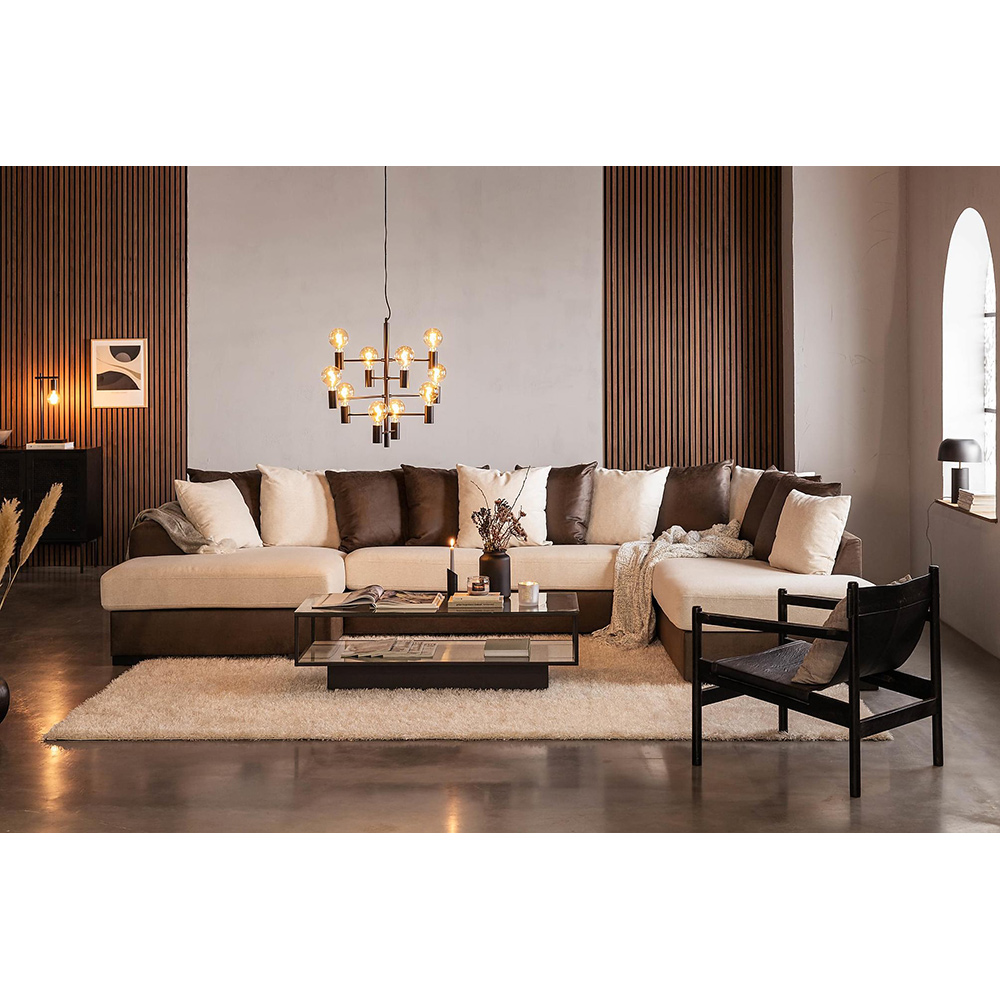 Cuba U-Soffa Divan Vänster inkl Kuvertkuddar Beige/Brun, Väntser