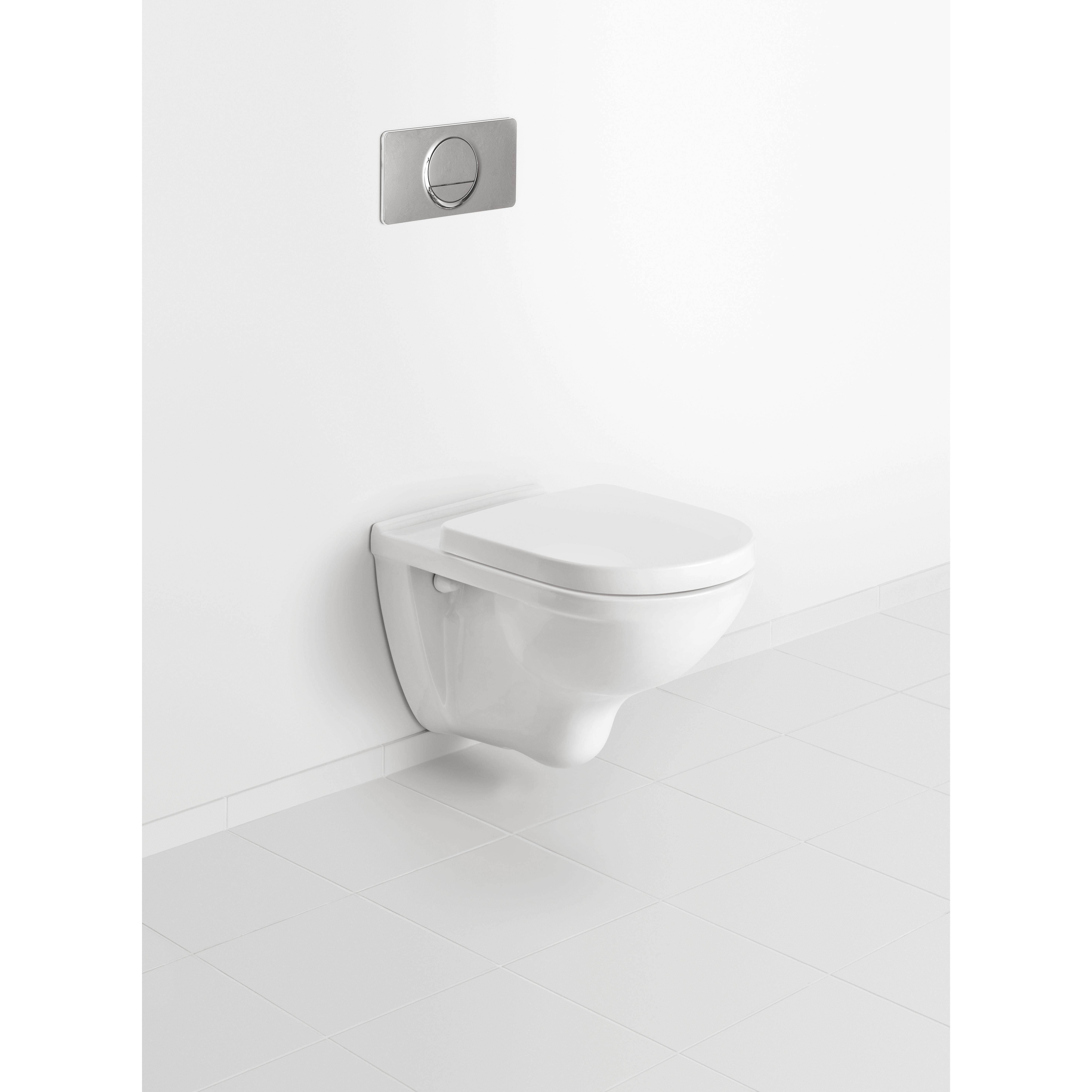 Vägghängd toalett Villeroy & Boch O.novo 5660H101 Vit Alpin, utan Ceramic Plus med Toalettsits, med spolkant