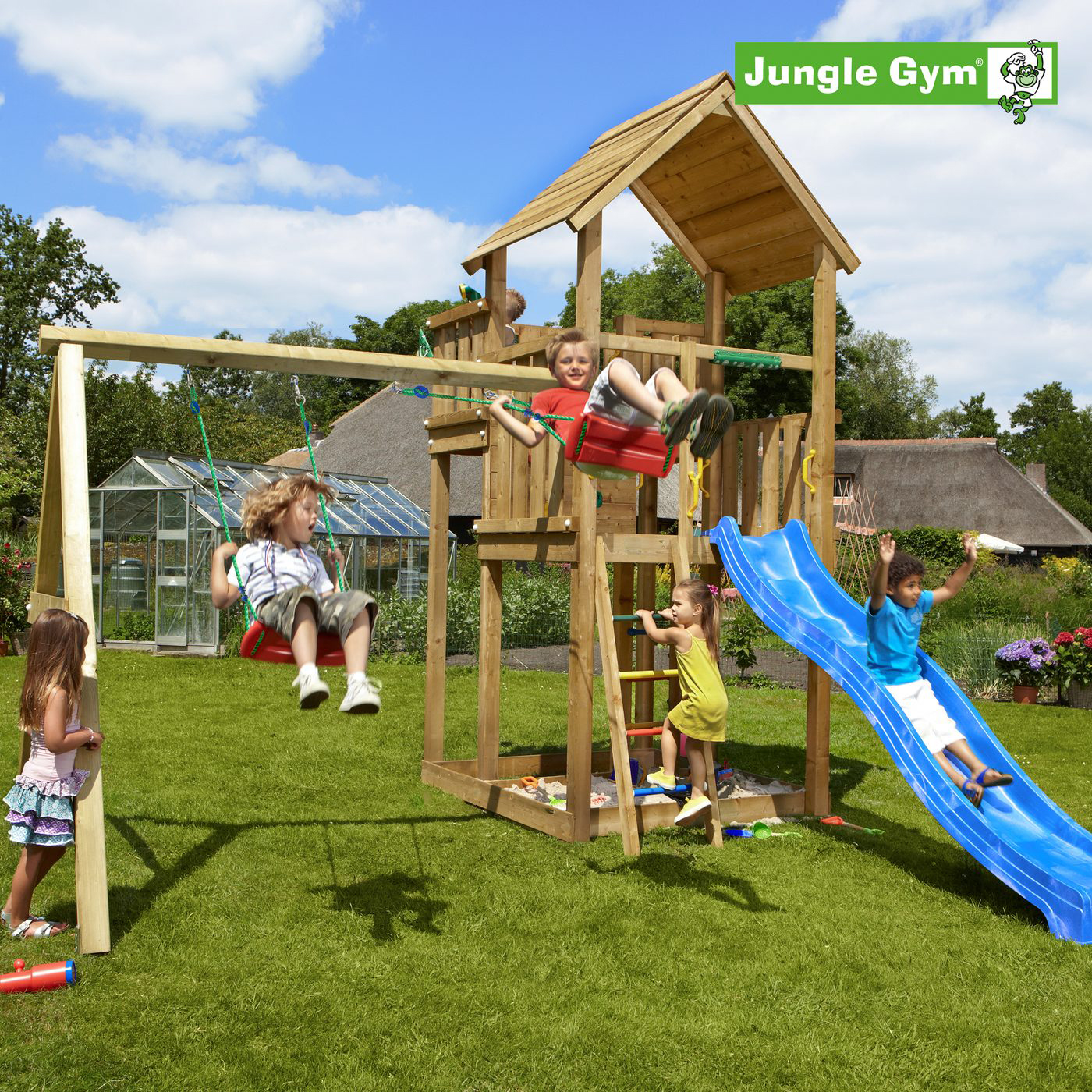 Lektorn Jungle Gym Palace inkl. Swing Modul X'tra och rutschkana
