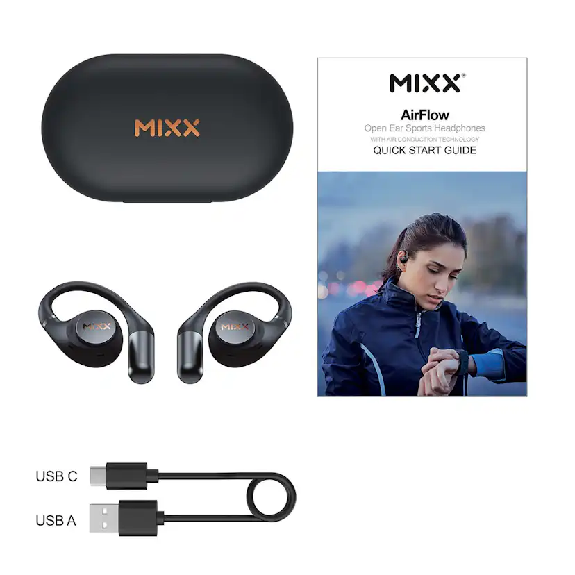 Sporthörlurar MIXX AirFlow Ows Öronkrok för Aktiv Livsstil - Svart