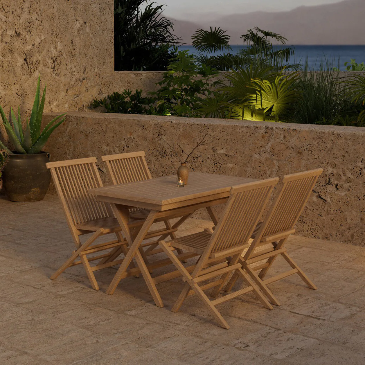 Matgrupp Utomhus Venture Home Kenya 70x120 cm med 4 st Kenya Trädgårdsstolar
